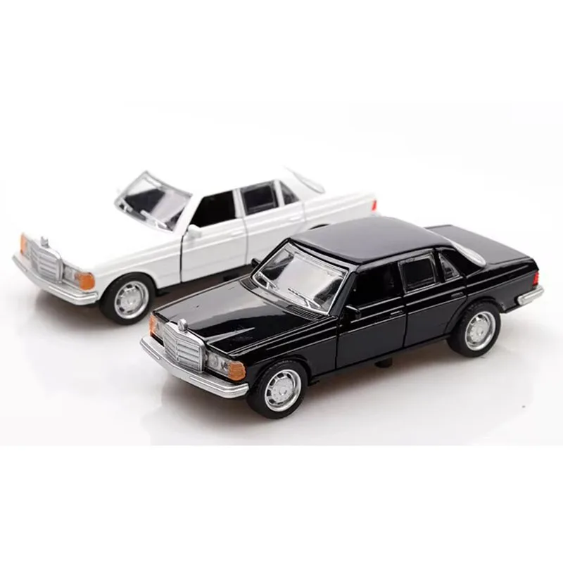 Carro clássico e-class w123, 1/36, carro retrô, função reversa, modelo com 2 portas abertas, simulação, brinquedo infantil com caixa original