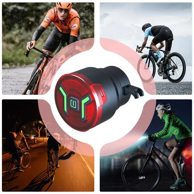 Bicycle Smart Brake Sensing Light Waterproof Charging Cycling Taillight Night Riding High Brightness Bike Rear Light Accessories