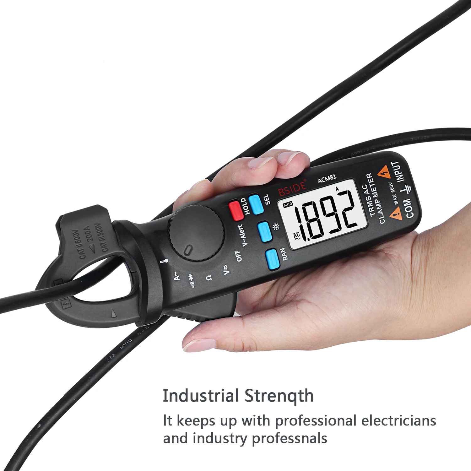 BSIDE Digital Clamp Meter Auto-Rang True RMS 1mA Accuracy 200A Current DC AC Multimeter Vol Ohm Diode Temperature NCV Tester