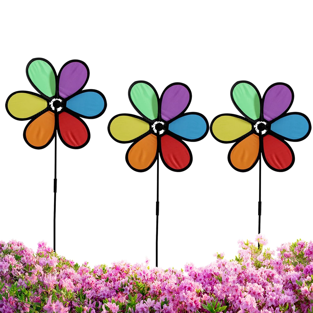 

6pcs Flower Wind Spinner 52cm Colorful Lawn Pinwheel Garden Windmill Standing Pinwheel Wind Stakes Spinner for Garden Party Yard
