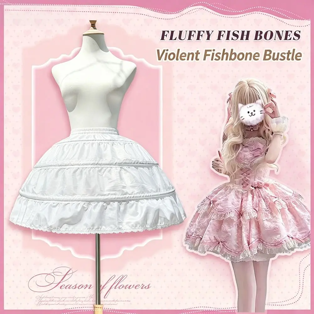 Modischer Lolita Petticoat Weiß mit Reifrock, Ballkleid-Unterrock, Cosplay Atmungsaktiver Krinoline-Rock für Partykleider