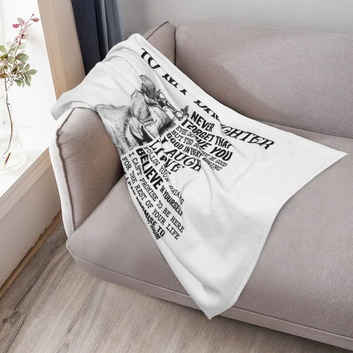 إلى ابنتي لا تنسى أبدًا أنني أحبك رمي بطانية محشوة بطانيات الشعر ورمي بطانيات سرير الأريكة #3