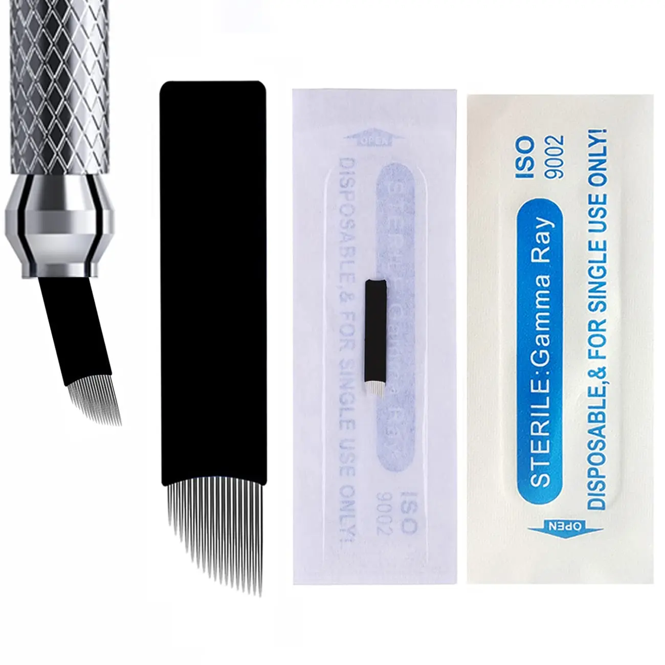 50/100Pcs 0.18mm Black Nano Pin Microblading Needles Permanent Makeup Needle Eyebrow Manual Tattoo Needles Blade 3D Embroidery