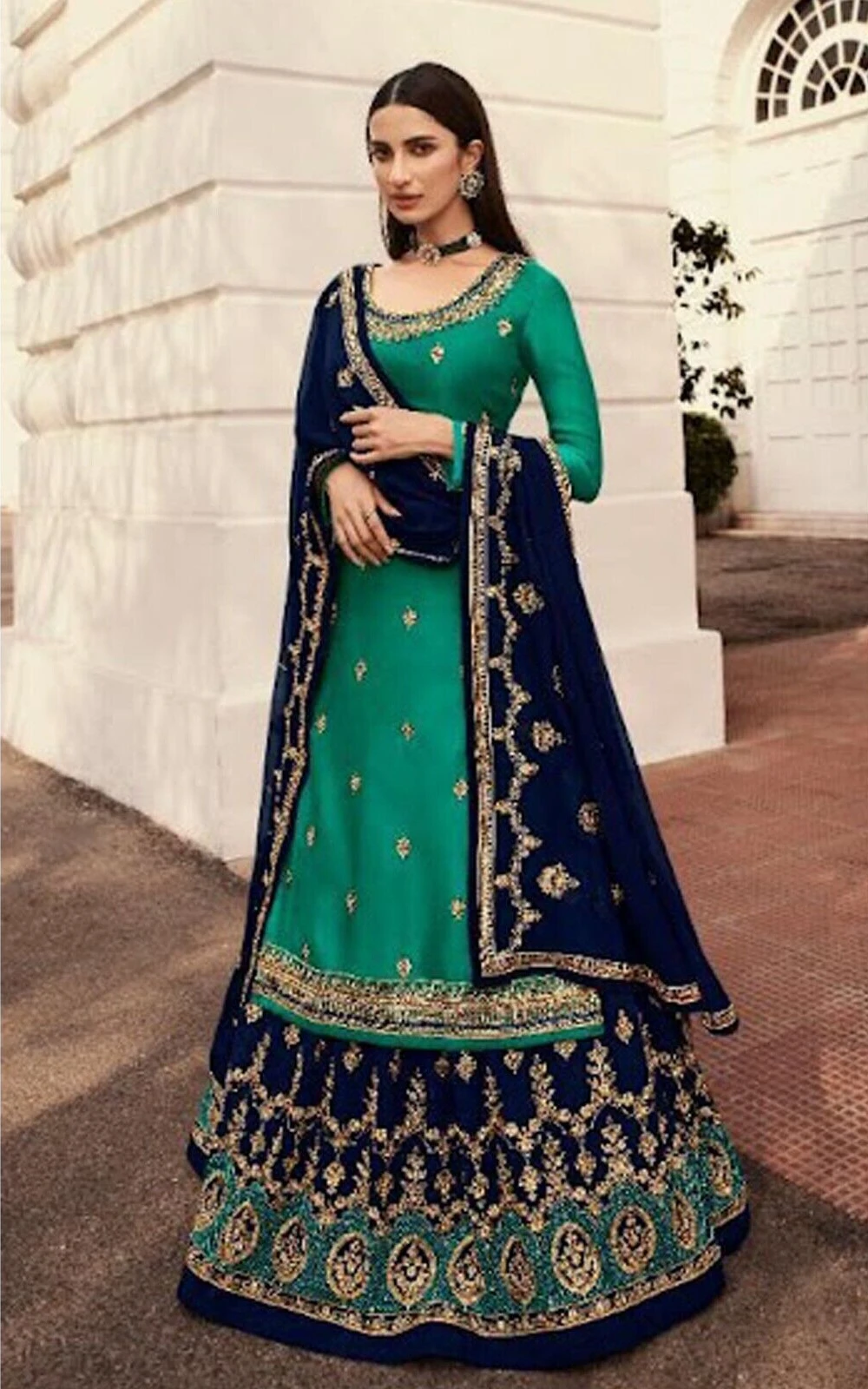 

Indian Lehenga Choli Traditional Salwar Kameez Style Dress Heavy Lengha Suits