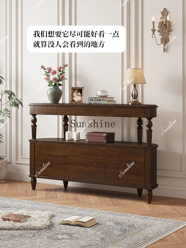 

American-style entrance, retro rural solid wood aisle cabinet, household large-capacity door storageYY