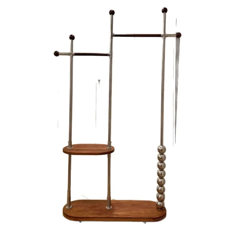 Household stainless steel hanger with wheel mobile multi-functional clothes exhibition hall storage rack