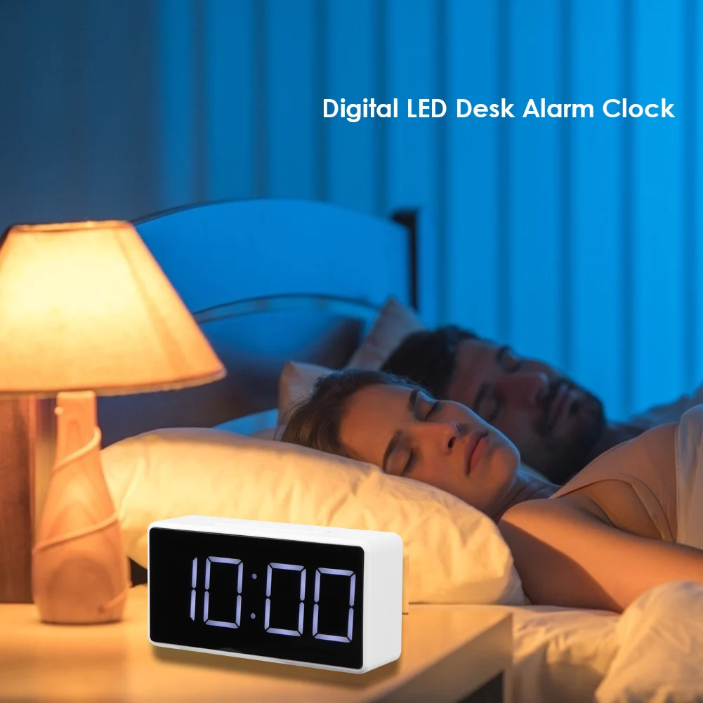 LED Digital Mirror Alarm Clock Digital Snooze Table Clock Home Decoration Clock