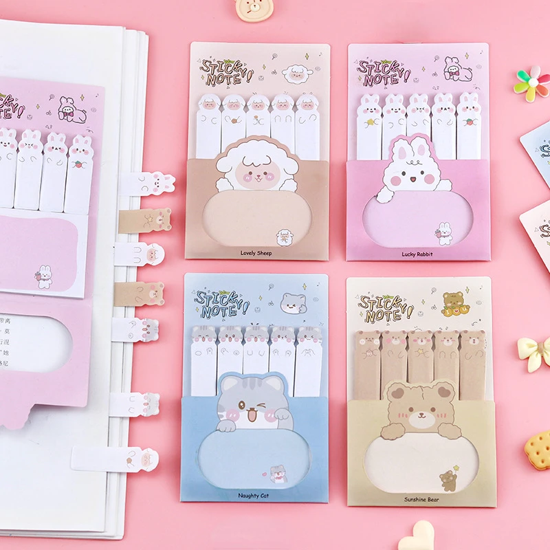 120 แผ่นแท็บดัชนี Self Adhesive Page Markers Kawaii การ์ตูน Sticky Notes จําแนกไฟล์ธงป้ายกระดาษสติกเกอร์วางแผน