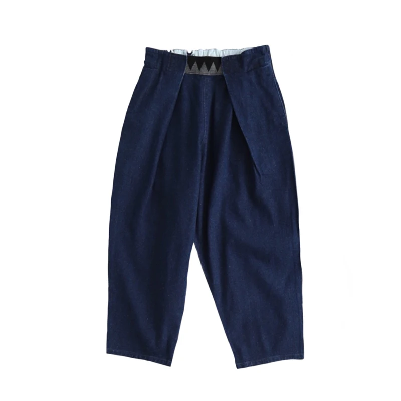 

2025/синие окрашенные в стиле ретро Kapital Hirata, свободные джинсы с регулируемой эластичной резинкой на талии для мужчин, Новое поступление