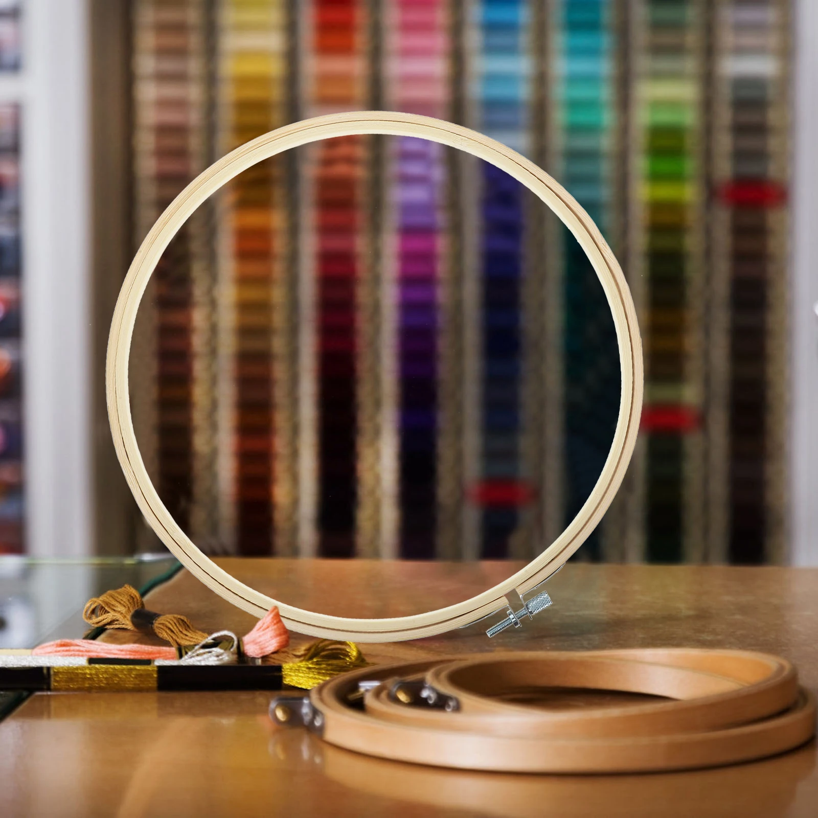 

9 Inch Embroidery Hoop Kit Bamboo Circle Cross Stitch Ring Wood Hoops Lace Craft Projects Display Frame Bamboo Needle