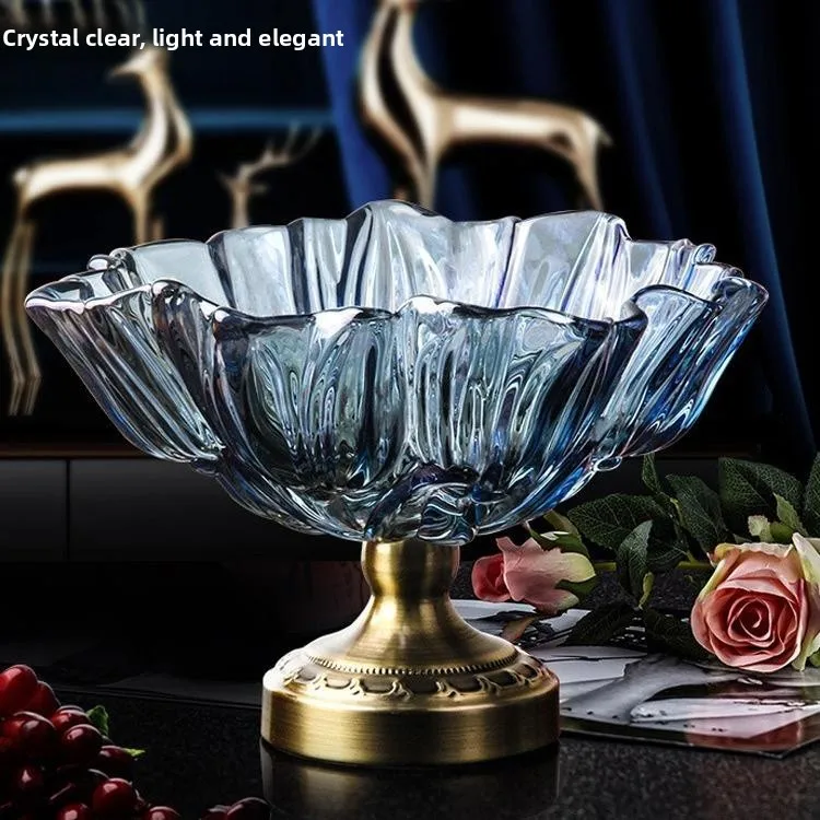 

Large Crystal Glass Fruit Tray European Sle Decorative Item for Living Room Coffee Table Sna Plate Home Use Fruit Tray