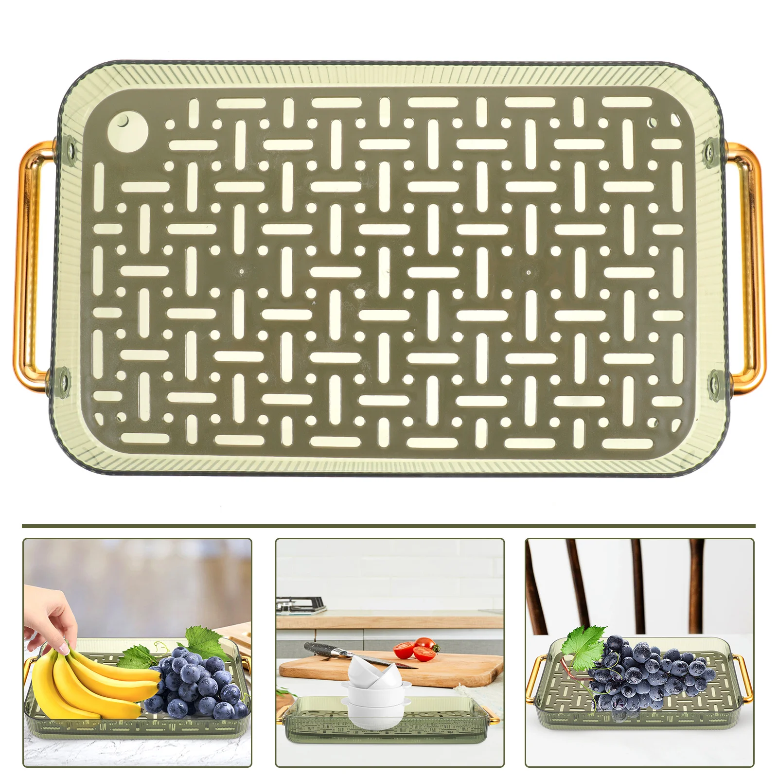 

Large Kitchen Draining Tray Smooth Mellow Surface Double Handle Design for Easy Drying Dish Drain Board Cup Drying Rack Kitchen
