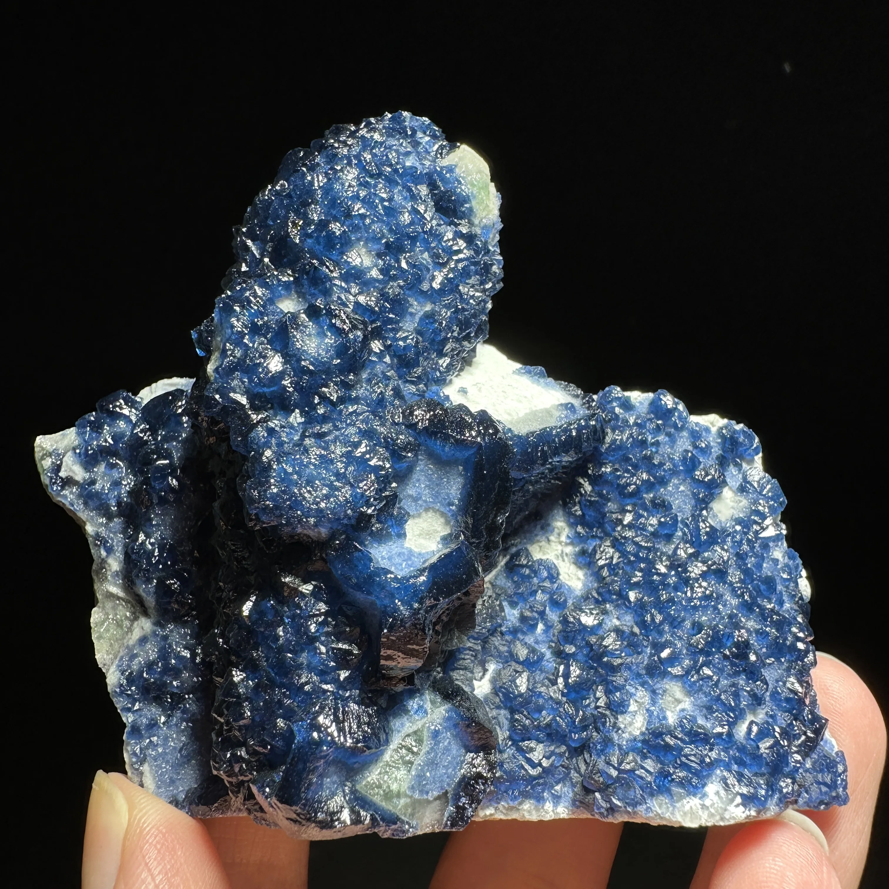 Natural Inner Mongolia Blueberry Fluorite Crystal Cluster Blue Purple Mineral Specimen