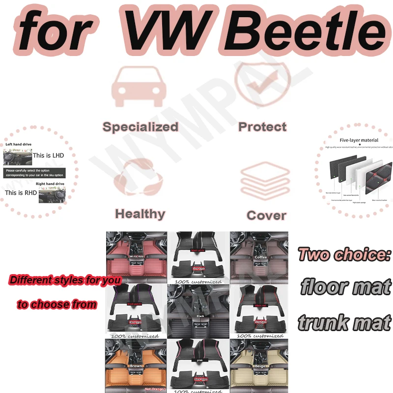 

LUXURY автомобильные коврики для VW Beetle A5 2012 ~ 2018 основная и второй пилот компьютерная коробка кожаные автомобильные коврики автомобильные аксессуары
