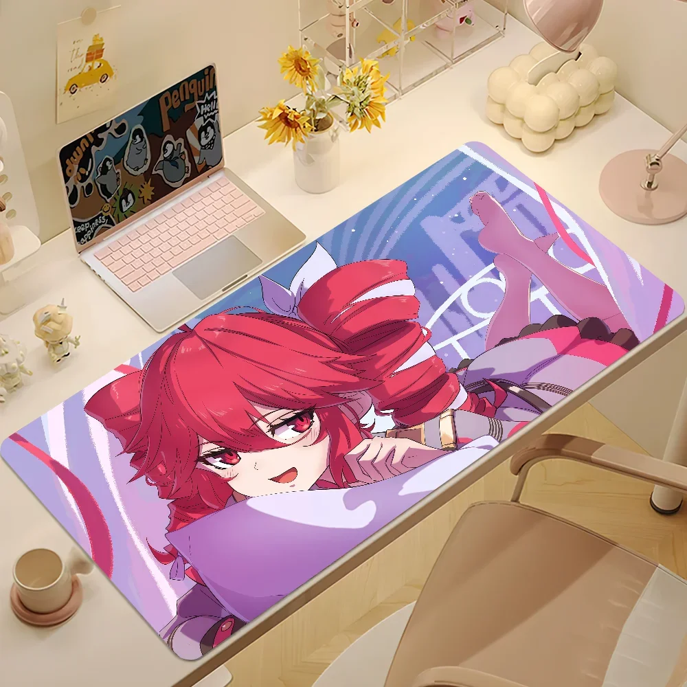 CIFBUY Kasane Teto Anime Large Gaming Mouse Pad Cute Red Hair Girl Desk Mat Anti-slip Keyboard Mousepad