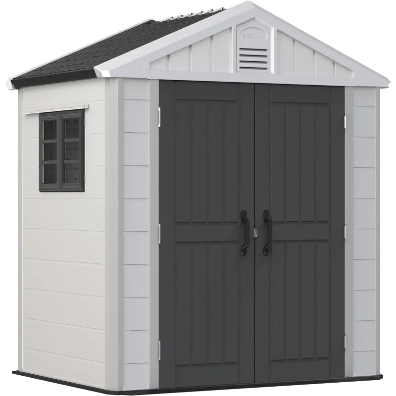 

Outdoor Storage Shed, 7×4×8.2 FT Resin Tool Shed with Window, 152Cu.ft Outside House Shed for Garden, Patio, Lawn Mower, Bikes