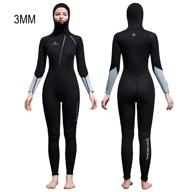 3MM Men Women Full Body Neoprene UnderWater Hunting Spearfishing Swim Diving Suit Hooded Scuba Keep Warm Kayaking Drift WetSuit