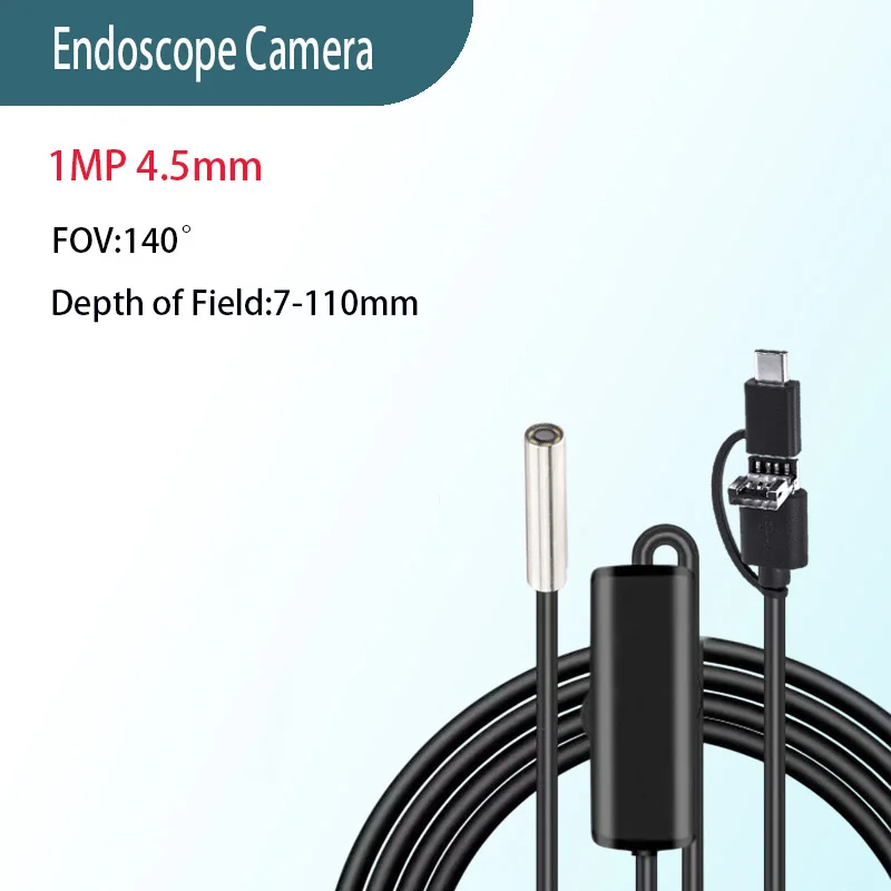 Endoscope USB pour OTG Android Téléphone 4.5mm Endoscope Inspection Serpent Caméra IP67 Étanche avec 6 Lumières LED Pour Type C