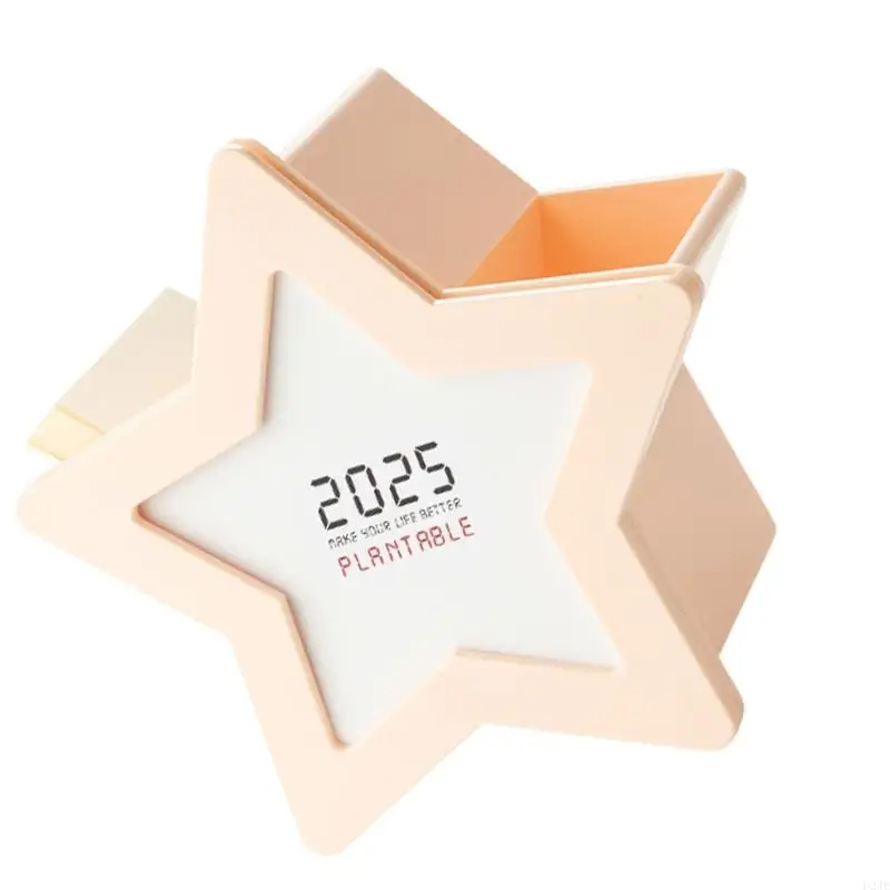 حامل القلم U2JE مع 2025 التقويم 5x3x5inch منظمي القلم مكتب متعدد الوظائف