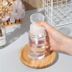 1pc Clear Round Pump Dispenser Bottle Plastic Transparent Container For Makeup Remove Nail Polish Remover With Circle Head Pump