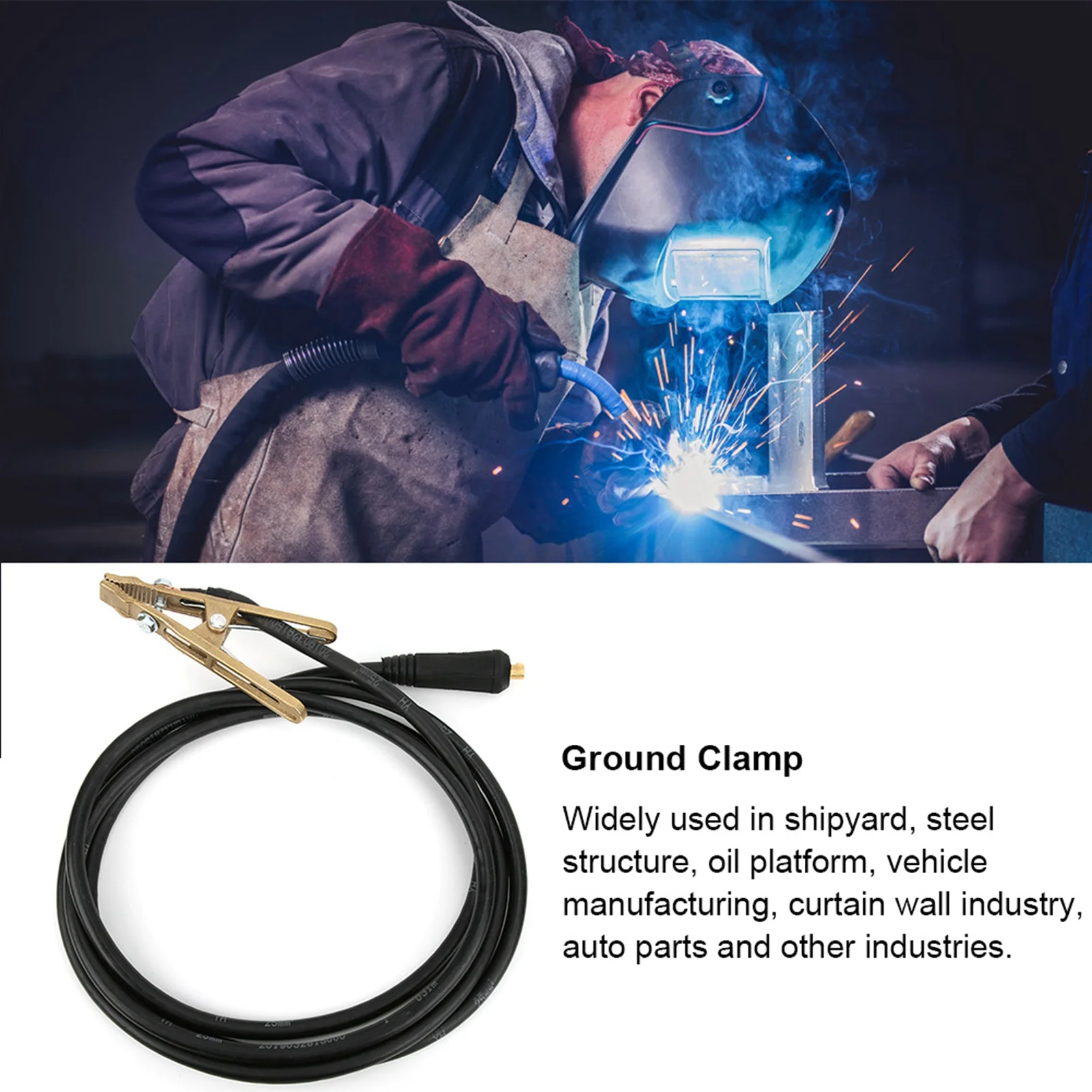 

260A TIG Welding Brass Ground Clamp MMA ARC Welder Earth Clamp 3Meter 25mm² MMA Welder Earth Clamp