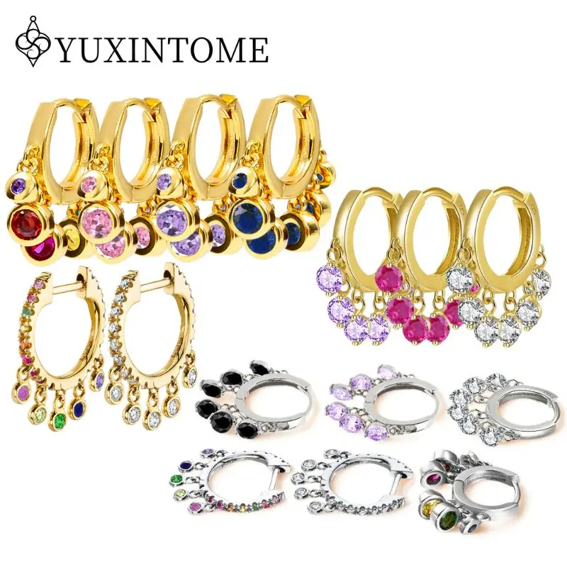 Pendientes de aro con colgante de borla de circón redondo con aguja de plata 925, hebillas de oreja chapadas en oro retro de 18 quilates, joyería de boda de lujo a la moda