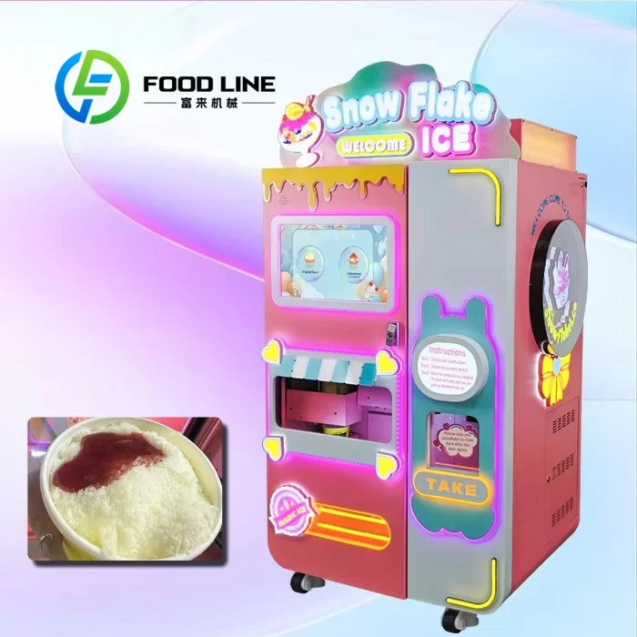 Snow Flake Ice Vending Machine Built For Corporate Offices Providing Team Building Cold Snack Stations With Custom Branding