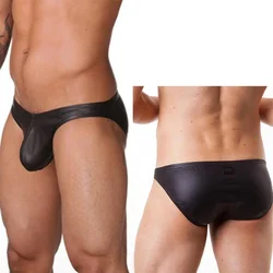 Erotic Briefs Sex G-string Porn Thong PU Leather Underwear Men's Jockstrap Men Sexy Lingerie T-back Penis Pouch Bikini