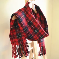 Christmas British Classic Plaid Scarf Female Autumn and Winter Warm Faux Cashmere Shawl Dual-Use Christmas New Year Gift