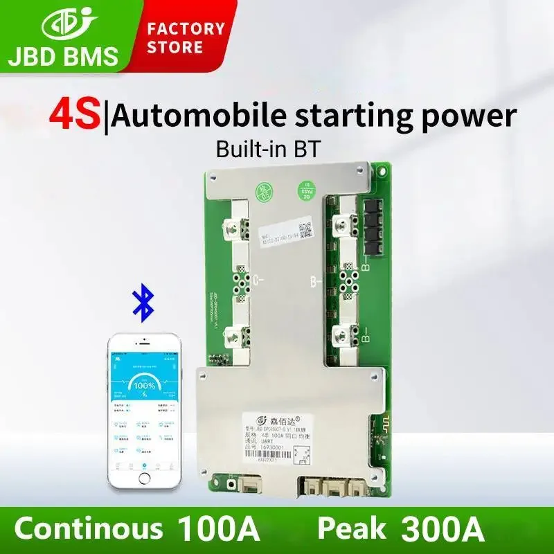 

JBD Smart BMS 4S 12V 100A LiFePO4 Battery Protection Board Built-in BT/UART Car Starting Power