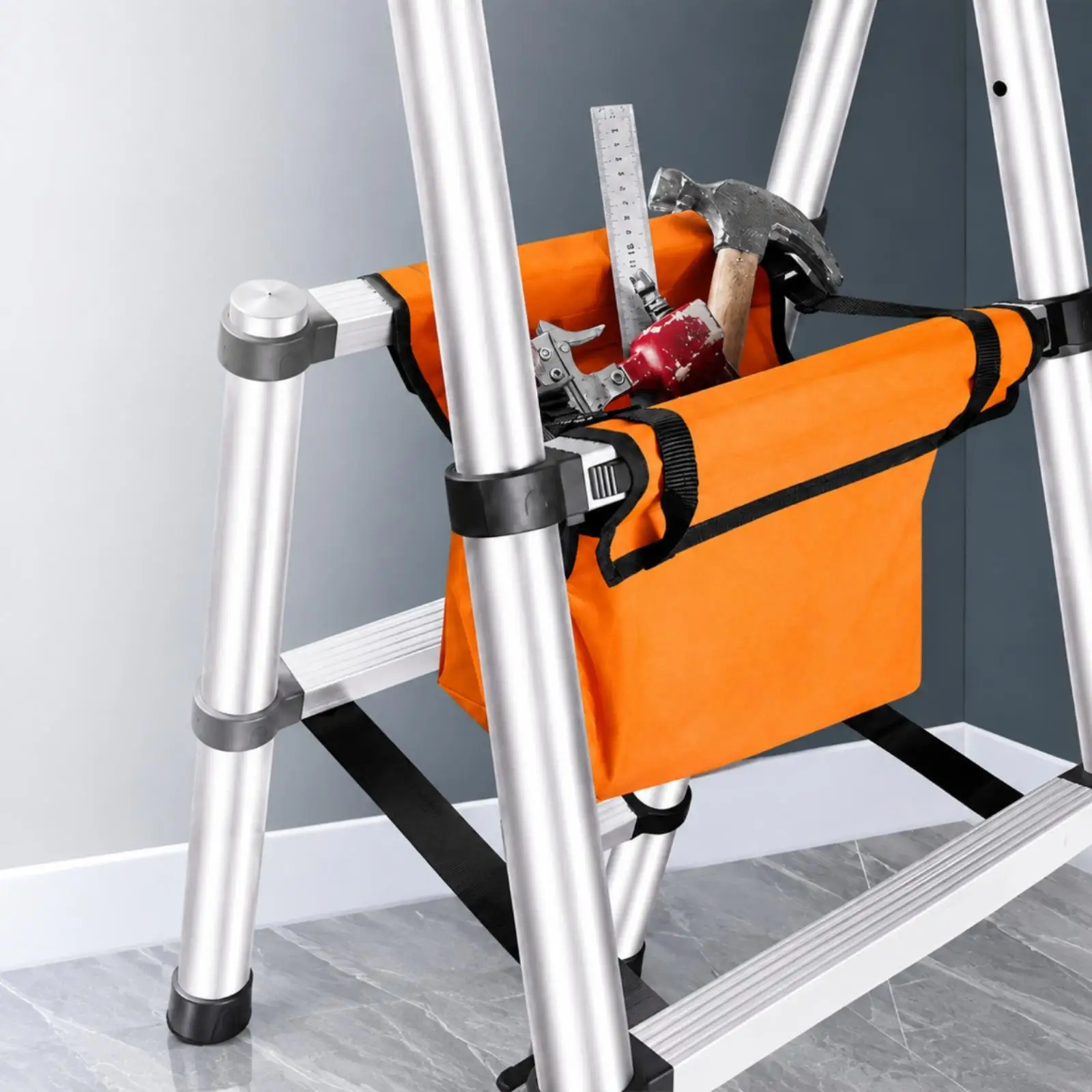 Multifunctional Ladder Tool Bag Roll Up Pouch Waterproof Oxford Cloth with Belt Straps for Electrician and Handyman Work