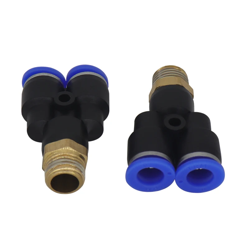 1PCS PX Y-Type Male Thread Pneumatic Quick Connect Fittings, 3 Way Air Hose Push In Connector 4/6/8/10/12mm Tube
