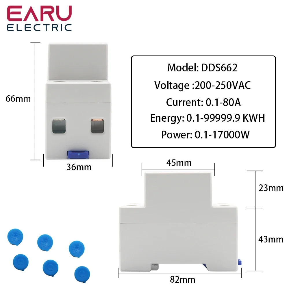 Imagem -02 - Trilho de Ruído Monofásico Dois Fios Lcd Digital Display Wattmeter Consumo de Energia Medidor Elétrico de Energia Kwh ca 230v 50hz