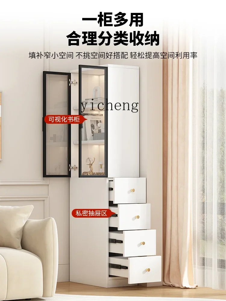 

AA Extremely Narrow Sofa Edge Side Bookcase Sandwich Cabinet Study Corner Side Pull Cabinet