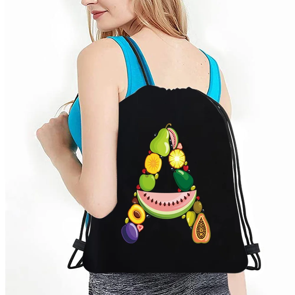 Drawstring Backpacks Double Shoulder Bags 2024 Women Portable Casual Wild Canvas Men Sports Bag Organizer Fruit 26 Letter Series