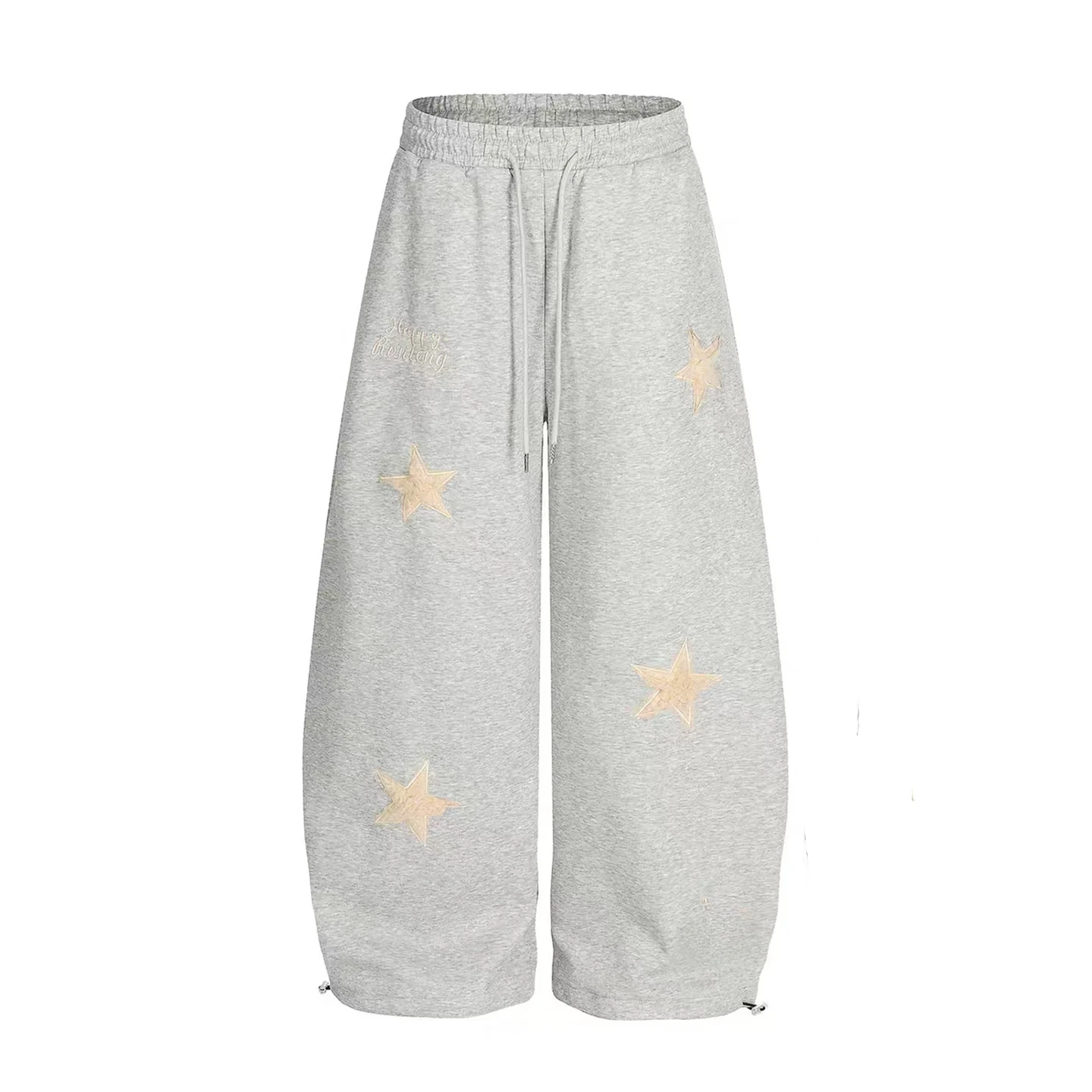 

Свободные повседневные брюки с вышивкой в американском стиле, драпированные брюки, спортивные спортивные штаны с высокой талией для больших размеров, осень-зима