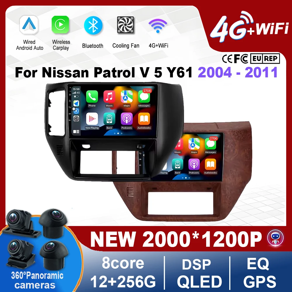 

For Nissan Patrol V 5 Y61 2004 - 2011 Android Auto 9inch Screen Car Radio Multimedia Video Player Navigation GPS No 2Din DVD BT