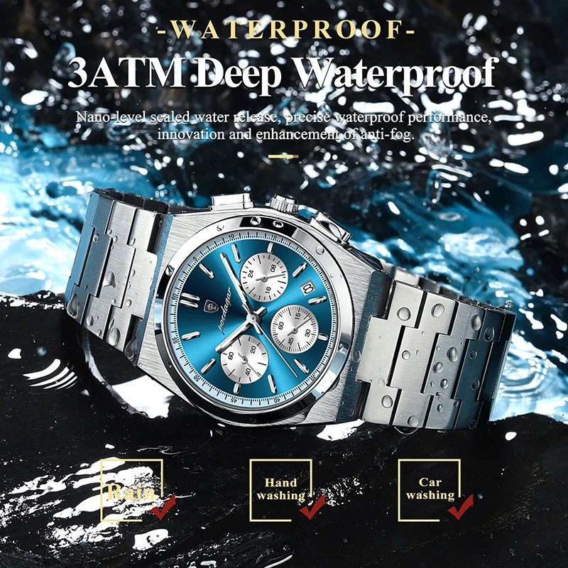 Classical Stop Watch Men Watches 2024 Luxury Sport Three-Eyes Multifunction Quartz Wristwatch Man Clock Waterproof Luminous Date