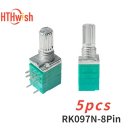 5PCS 15mm 8Pin RK097N Volume Potentiometer Double Couplet Industrial Switches B5K 10K 20K 50K 100K Switch Audio Shaft  Amplifier