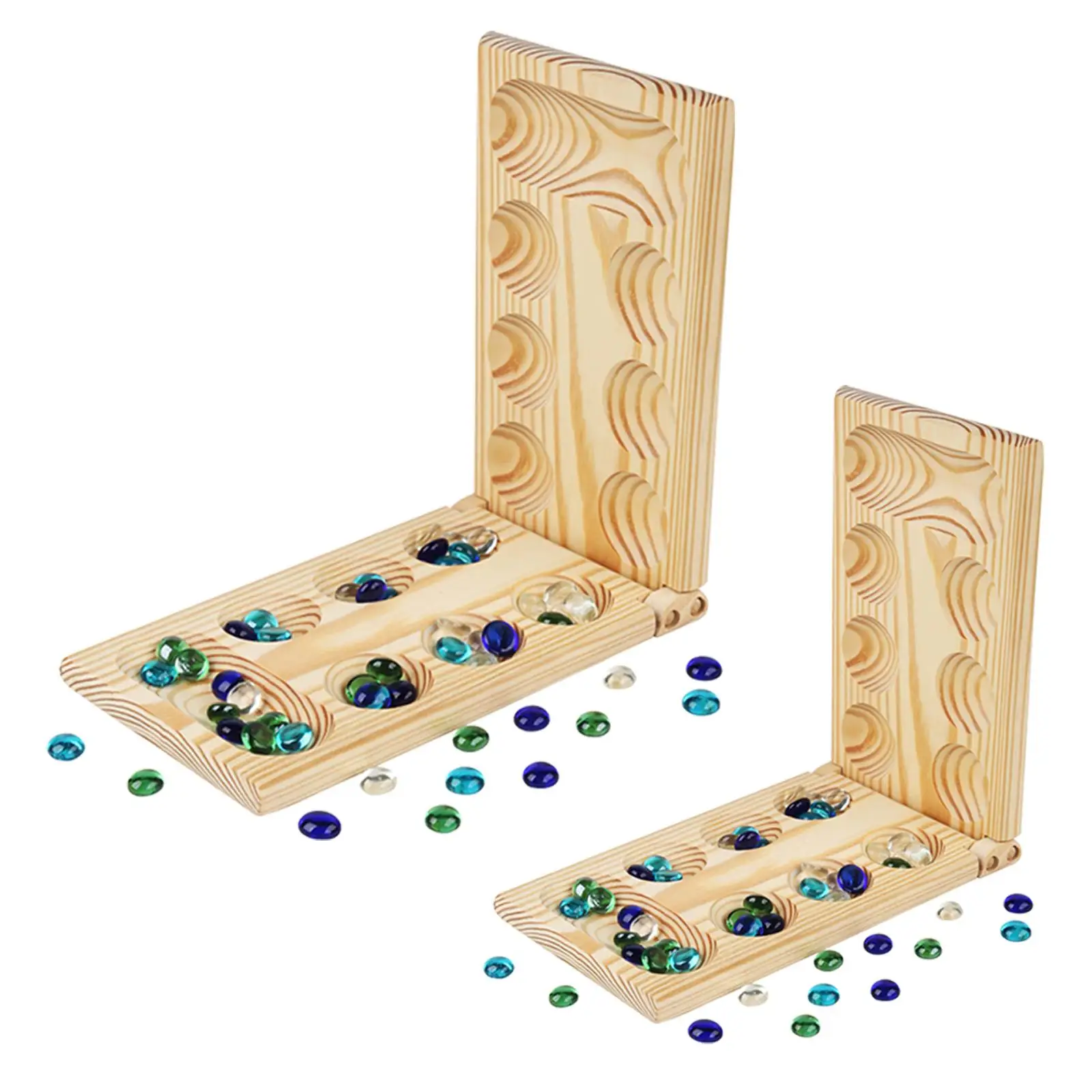 Mancala Board Game Set Wooden Improve Planning Skills Teen Family Games Foldable for Party Boys Girls