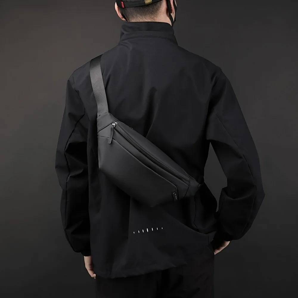 

Casual Waterproof Men Chest Bag Large Capacity Multi-Compartment Travel Fanny Pack Lightweight Nylon Shoulder Belt Bag Storage