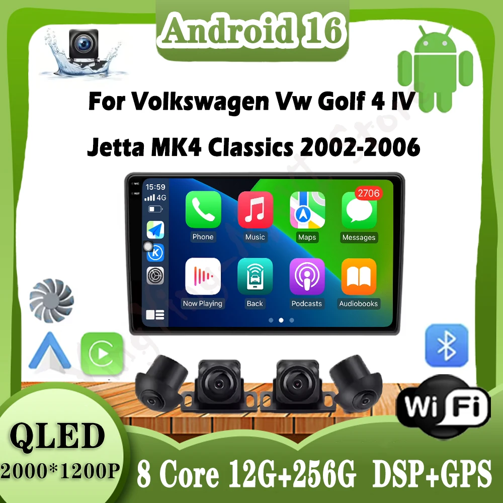 

Беспроводной автомобильный радиоприемник CarPlay для Volkswagen Vw Golf 4 lV Jetta MK4 Classics 2002-2006, мультимедийный радиоплеер с GPS-навигацией