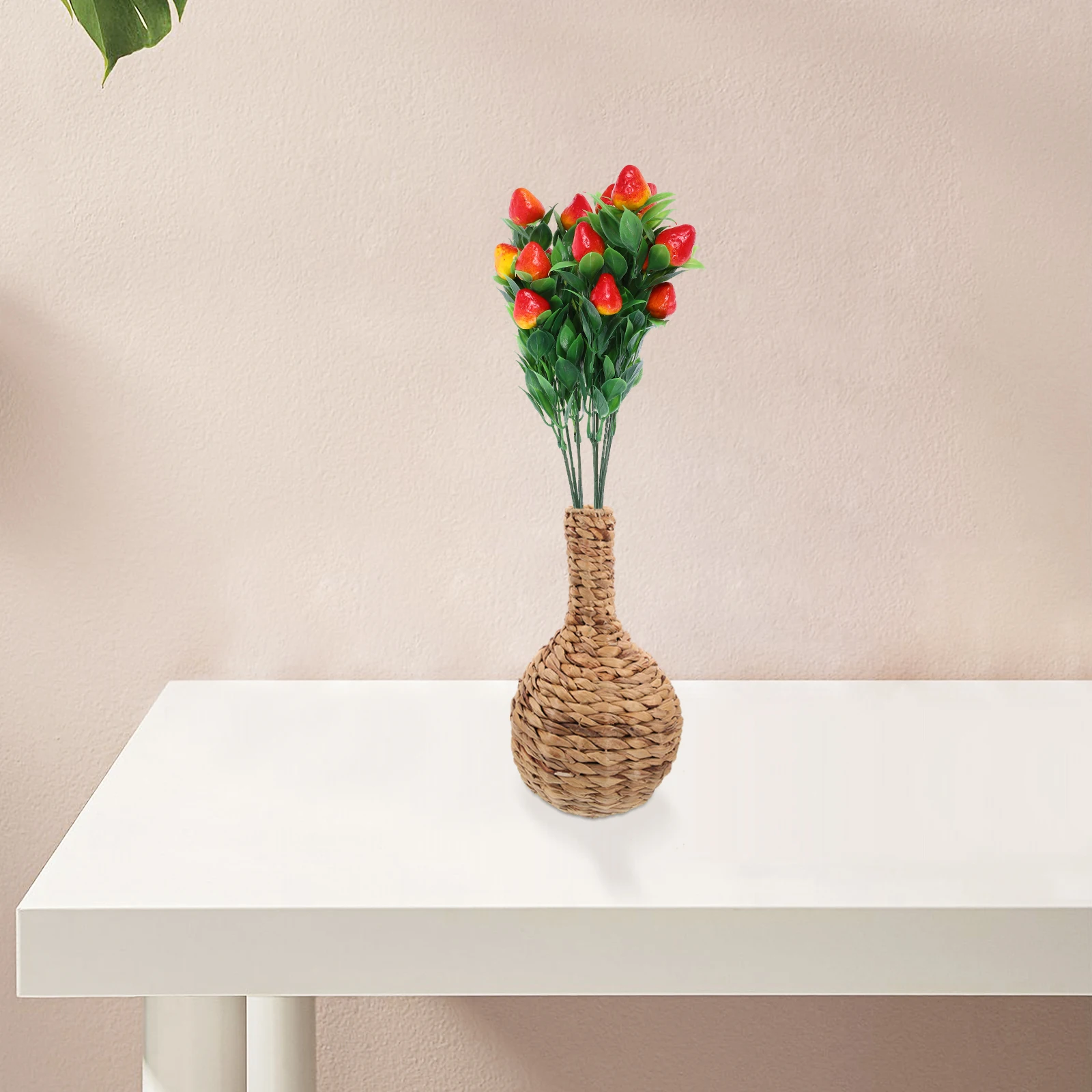 

2 Pcs Bouquet Faux Branches PVC Simulation Decor Fake Fake Fruit Stems Strawberry Plastic Strawberries Home Office