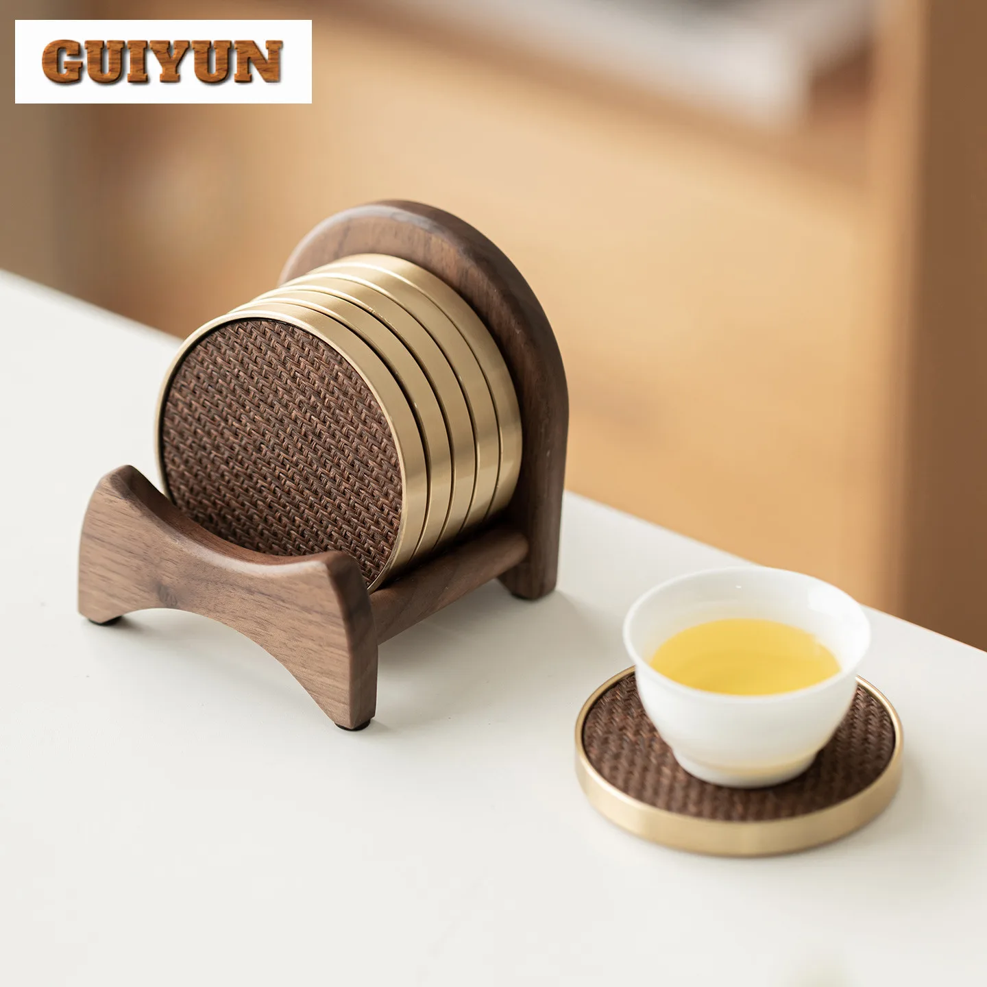 الجوز الخشب الوقايات الرجعية كأس حصيرة لأكواب القهوة الصحن العزل الحراري المفارش حامل الكأس خدمات الشاي الصحن مجموعة الإمدادات