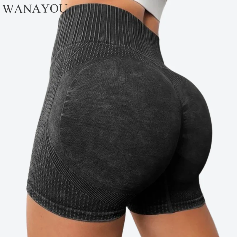 

WANAYOU Women Yoga Shorts Breabthable High Waist Workout Shorts Fitness Yoga Lift Butt Fitness Yoga Gym Running Short Pants