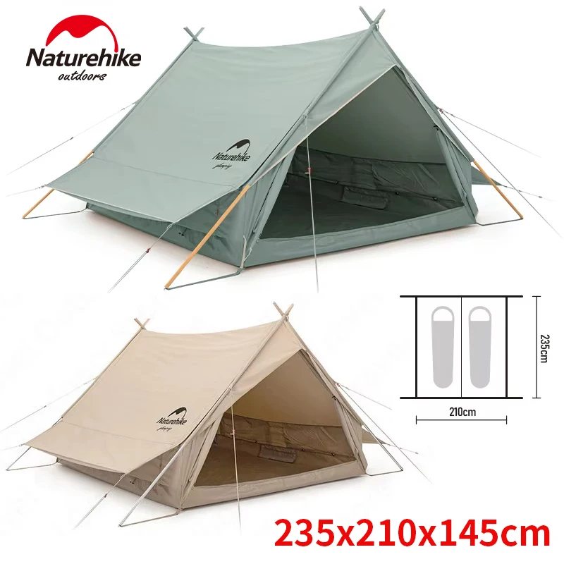 Naturehike Extend 4.8 Cotton Tent 2 Person Outdoor Camping Tent Family Travel House PVC A-shaped Cabin Tent with Tarp 16.2kg