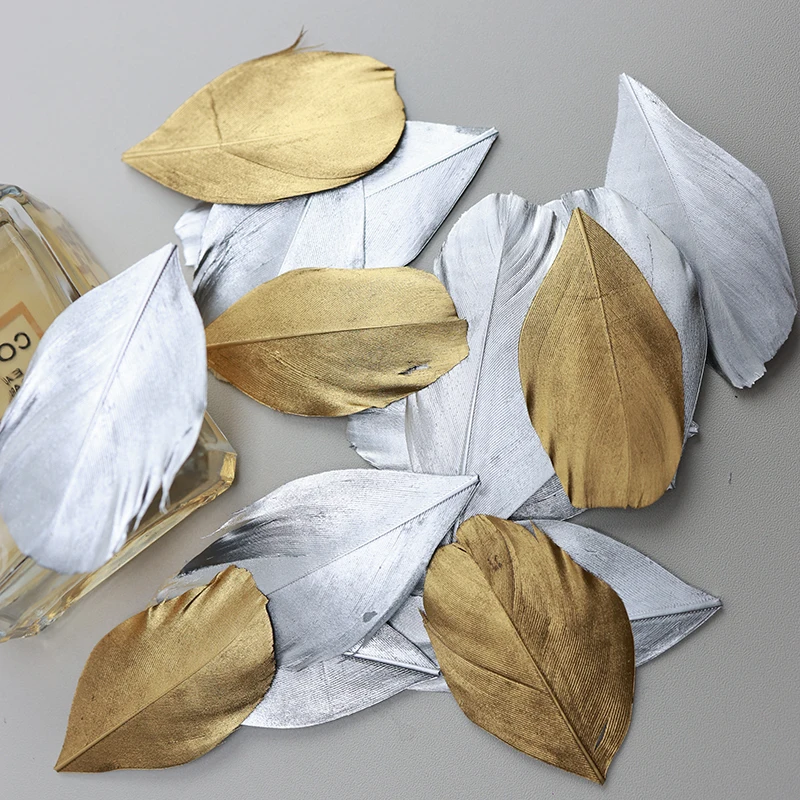 Goose feather gold silver floating head DIY accessories Dreamcatcher handmade materials package decorative materials 50Pcs