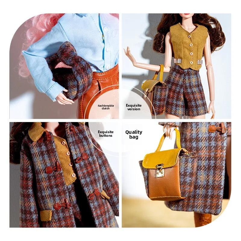 Xianxian boneca roupas terno 1/6 anime bjd 32cm supermodelo boneca roupas acessórios moda xadrez camisola meninas brinquedos diy coletor