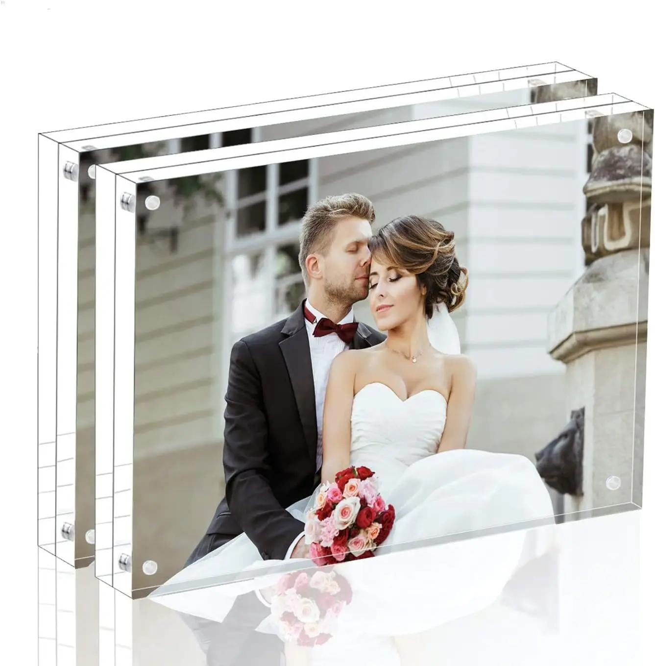 

Premium Acrylic P Frame- Magnet P Frame -Double Sied Thi Desktop Frames (5X7 2 Pack)