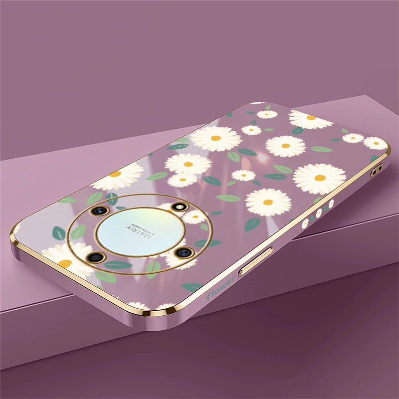 Custodia per telefono in TPU placcatura antiurto per Huawei Honor X9B X40 X7A X7B X8 4G 5G X8B X50i X20 X6A X7 Cover con stampa floreale floreale floreale